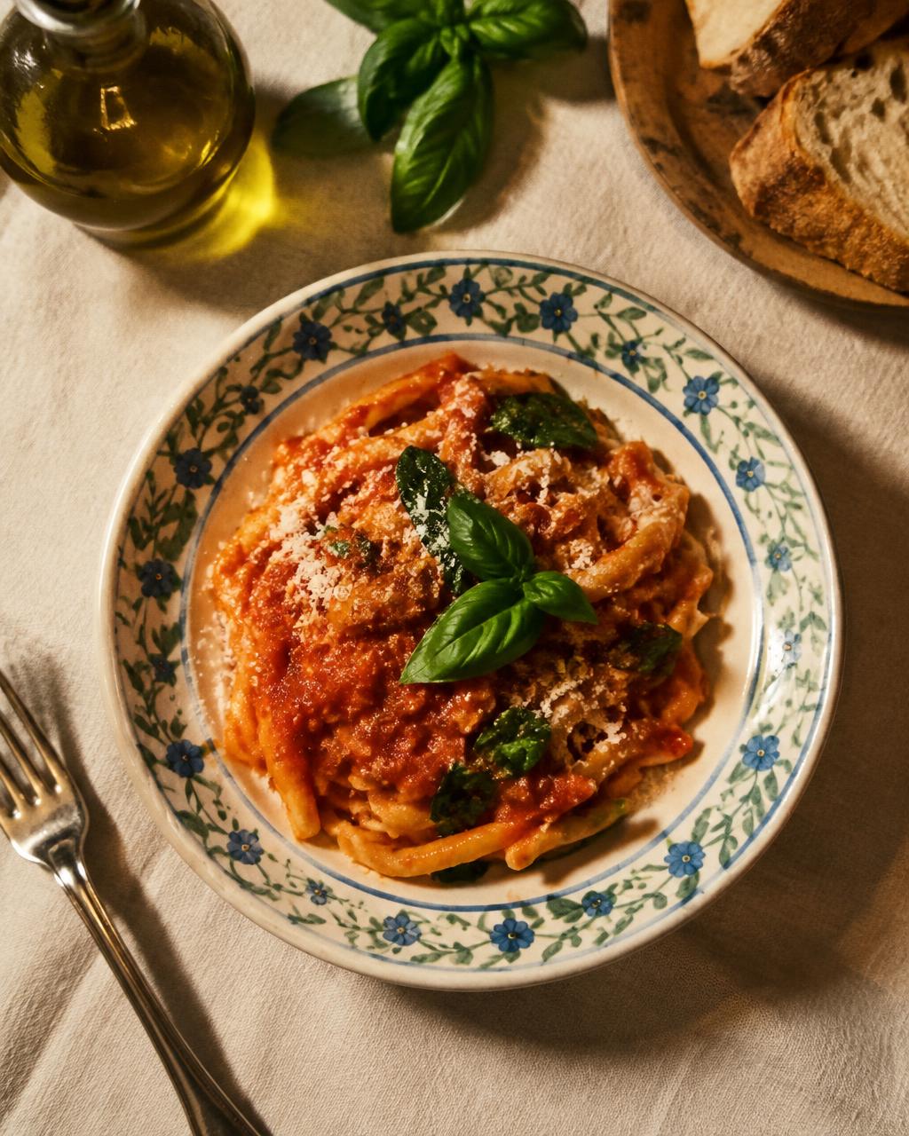 Pâtes à la tomate et basilic